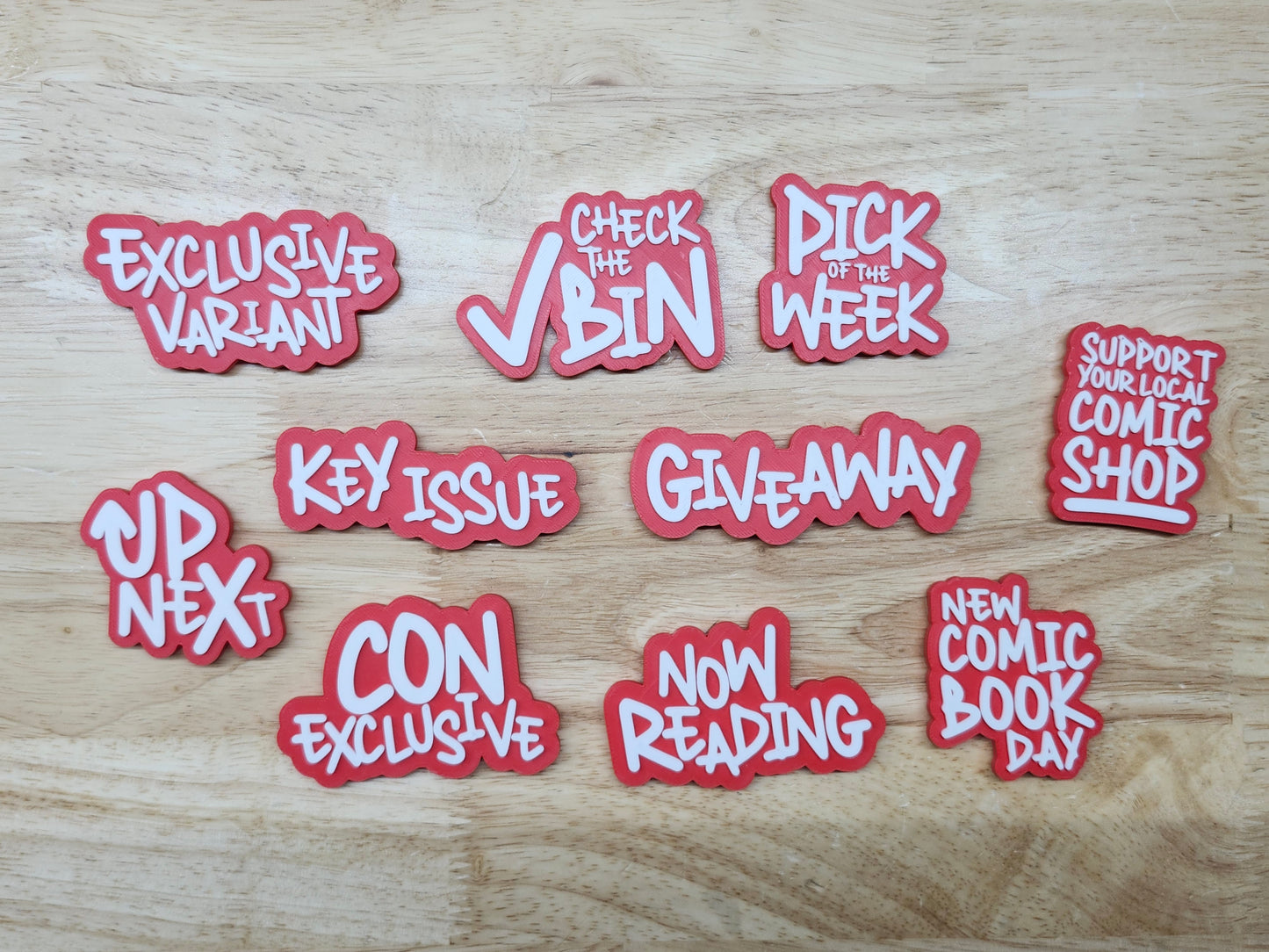 TEXT PHRASE – COMIC STAND BUNDLE – (RED)