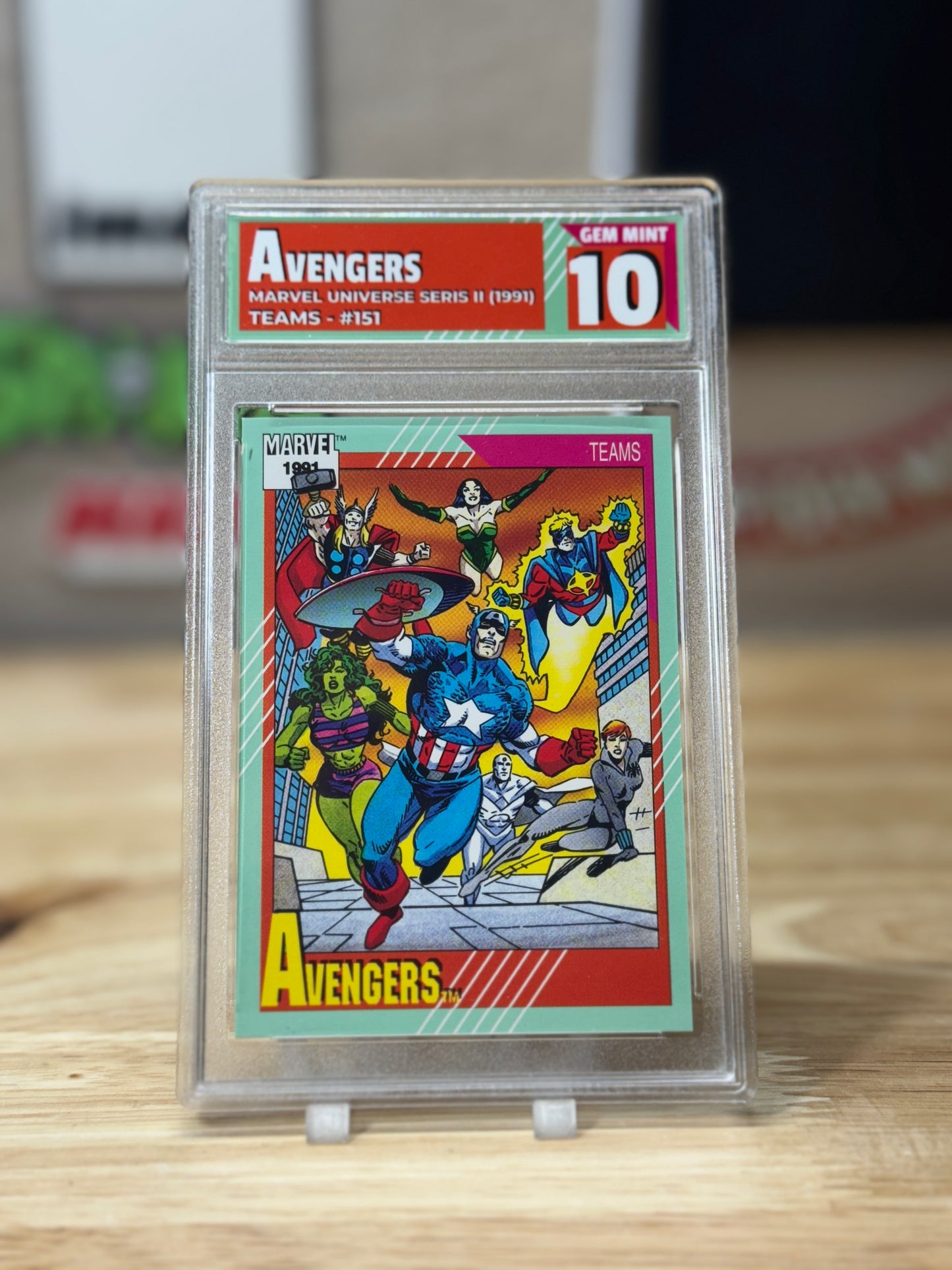 Avengers Marvel Universe Seris II Card in Custom WHAM! Slab