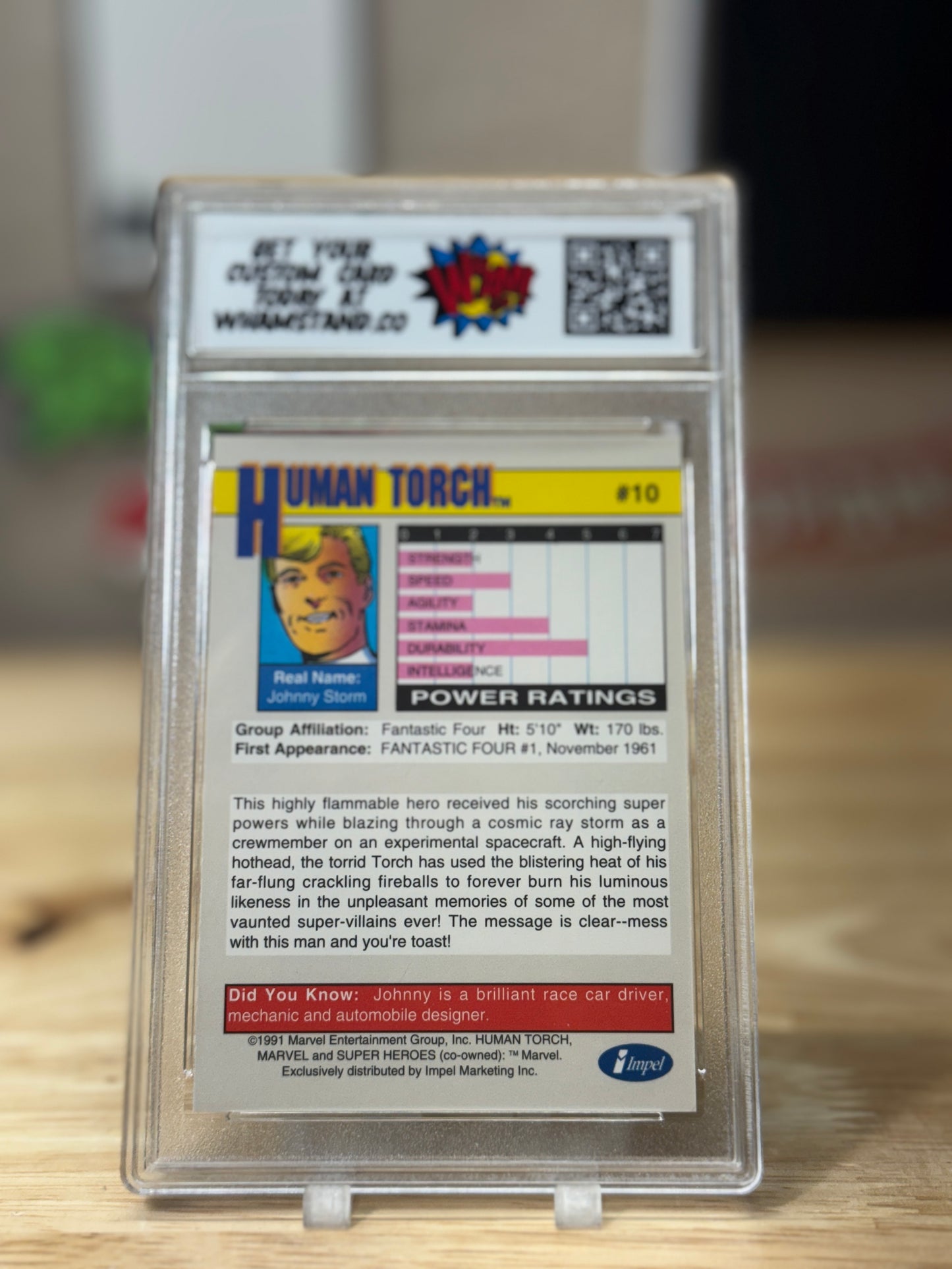 Human Torch Marvel Universe Seris II Card in Custom WHAM! Slab