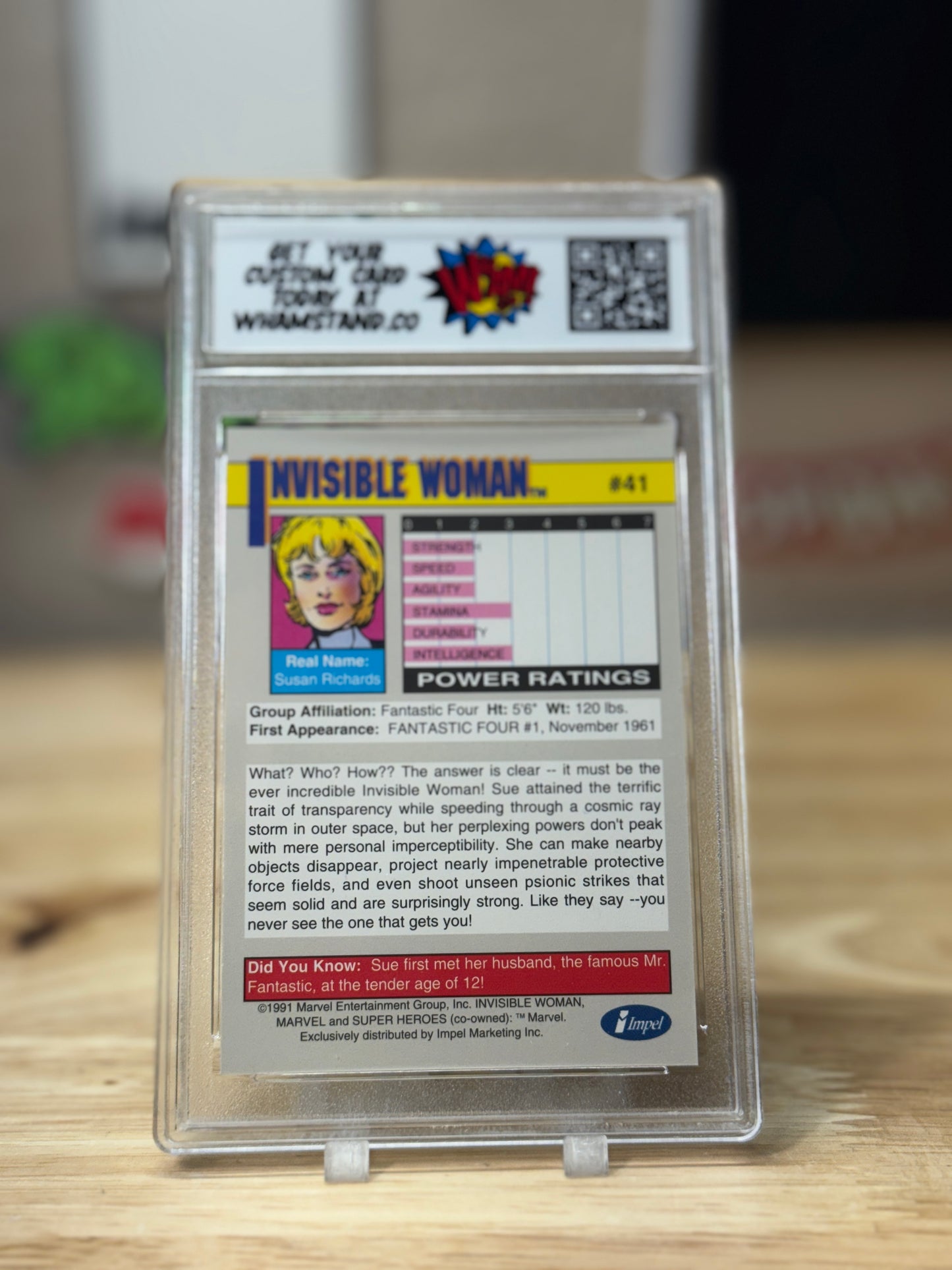 Invisible Woman Marvel Universe Seris II Card in Custom WHAM! Slab