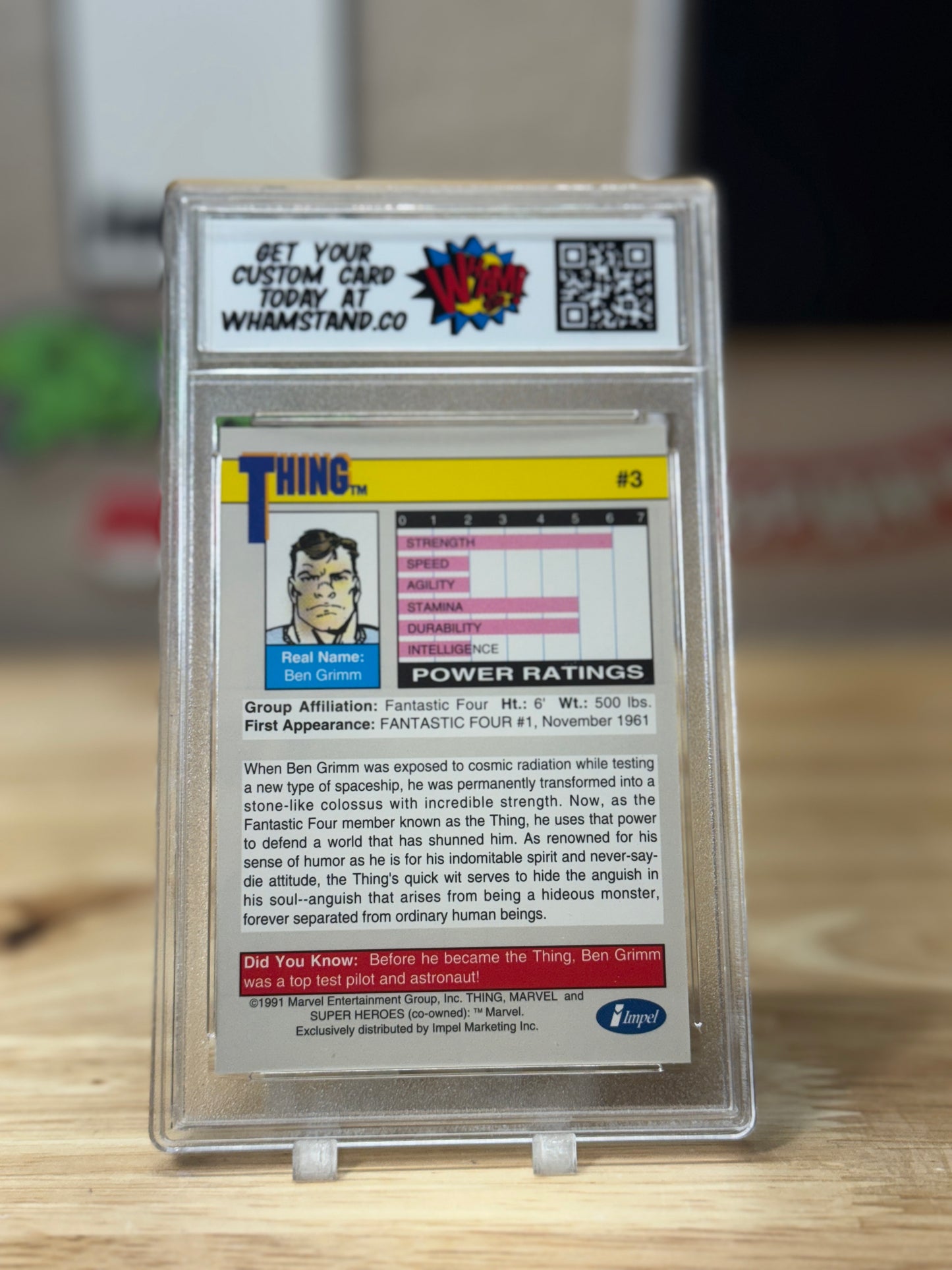 Thing Marvel Universe Seris II Card in Custom WHAM! Slab