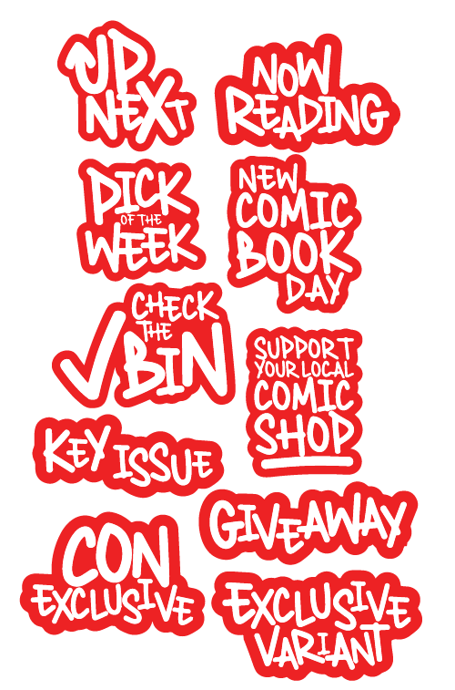 TEXT PHRASE – COMIC STAND BUNDLE – (RED)