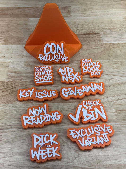 TEXT PHRASE – COMIC STAND BUNDLE – (ORANGE)