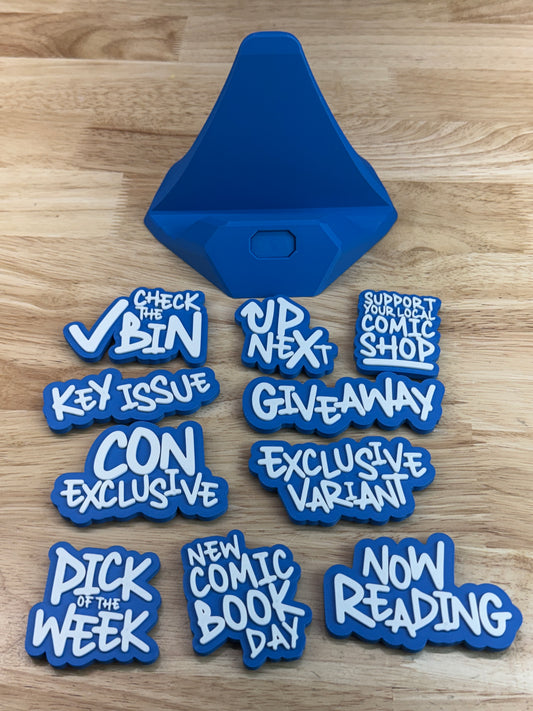 TEXT PHRASE – COMIC STAND BUNDLE – (BLUE)