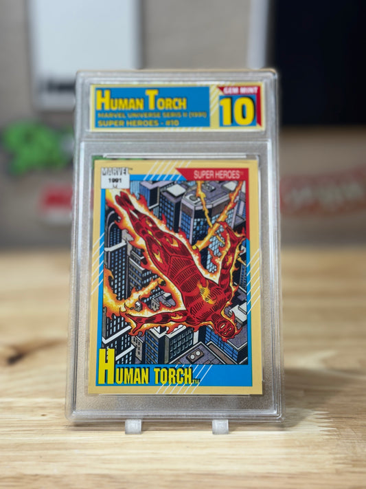Human Torch Marvel Universe Seris II Card in Custom WHAM! Slab