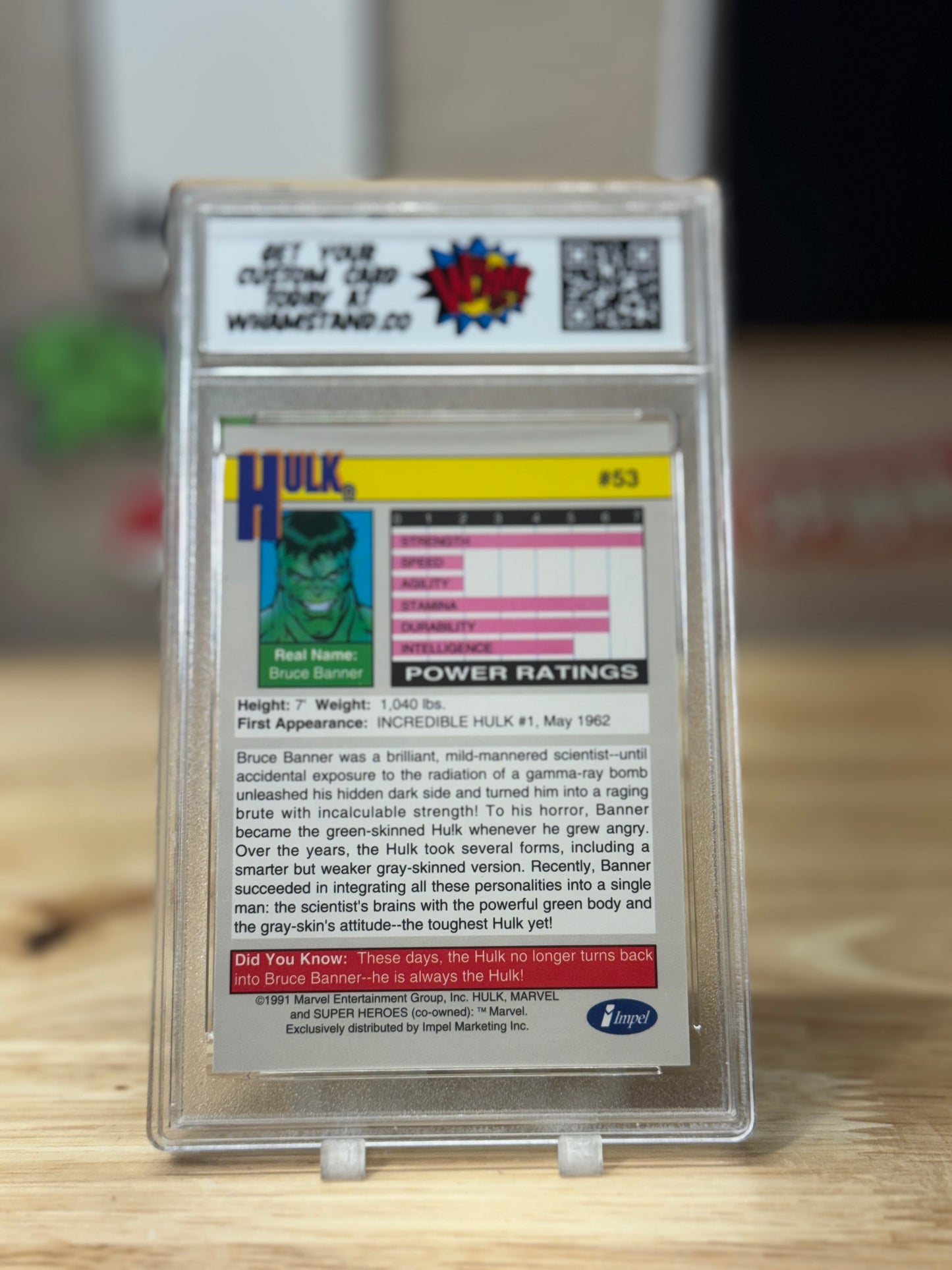 HULK Marvel Universe Seris II Card in Custom WHAM! Slab
